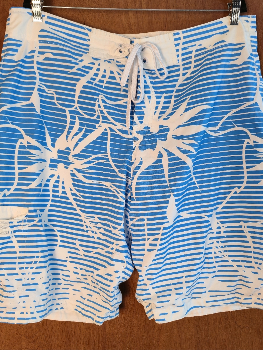 Blue Sol  Board Shorts Swimsuit Swim Trunks Blue White Color Striped Summer 38